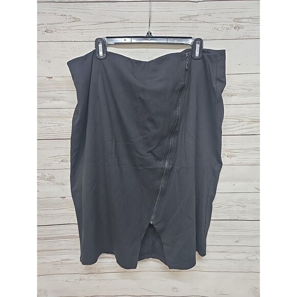 Cato Women's Wrap Pencil Skirt Size 20W Solid Black Full Zip‎ Front Rayon Blend - Picture 1 of 8